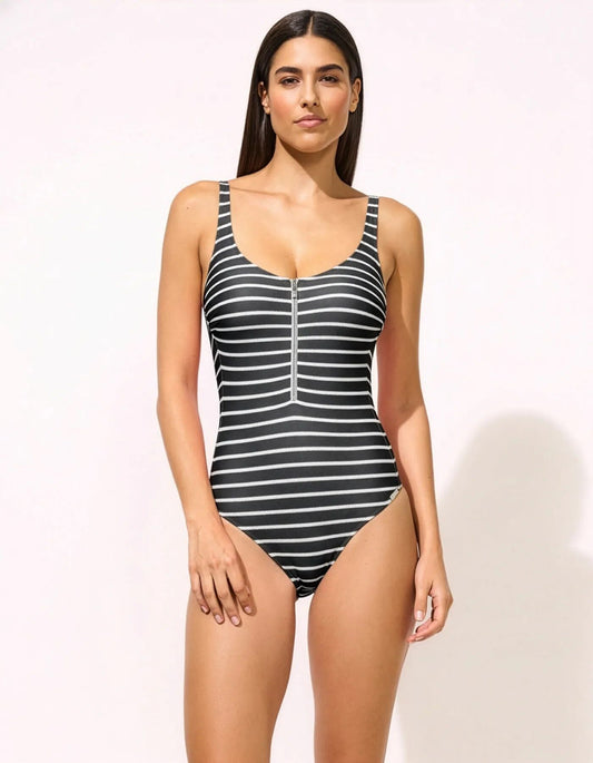 8685-776-077 BLACK WHITE - Maillot une pièce